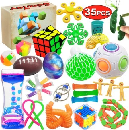 35-Piece Fidget Toy Set – Sensory Toys for Kids & Adults, Stress Relief and Anxiety Relief Fidget Pack with Motion Timer & Gift Box