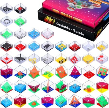 Lenwen 48 Pieces Brain Teaser Puzzle Set Wooden & Metal IQ Logic Puzzle Game