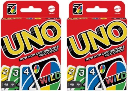 Mattel UNO Card Game 2 Pack, Red – Classic Family Card Game Bundle for Kids & Adults, Travel-Friendly Party and Game Night Favorite