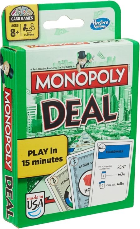 Monopoly Deal Card Game – Fast-Paced Family Card Game for Kids & Adults, Ages 8+, 2–5 Players, 15-Minute Travel & Game Night Fun