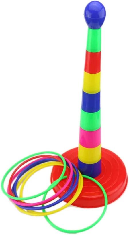 Ogrmar 18-Inch Colorful Plastic Ring Toss Game Set for Kids | Fun Indoor & Outdoor Sports Toy
