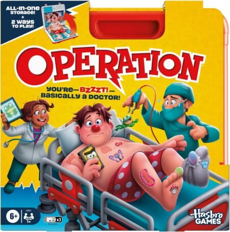 Operation Electronic Board Game with Carrying Case | 2 Ways to Play Fun Kids Game Ages 6+