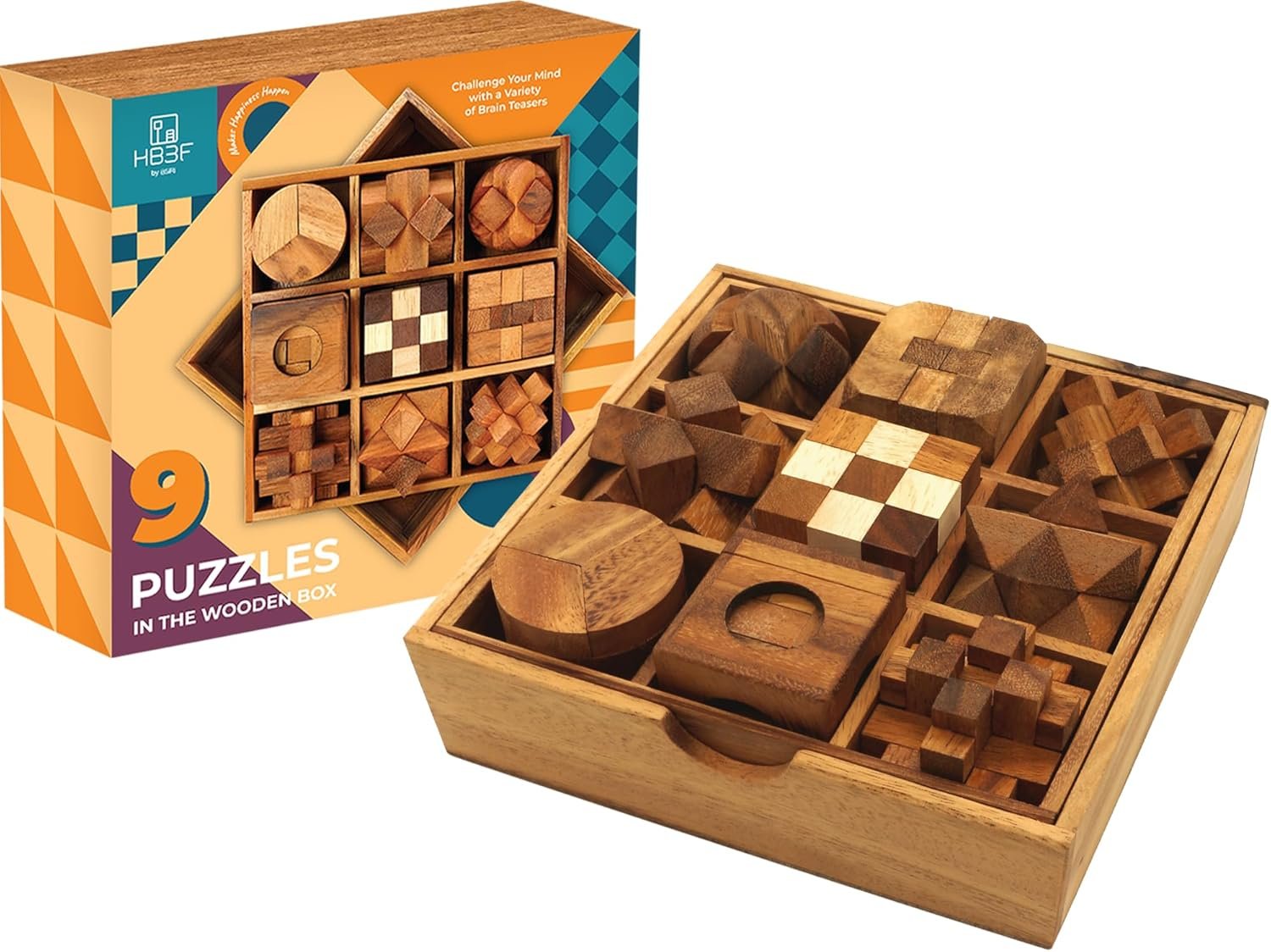 BSIRI 9 in 1 Wooden Brain Teaser