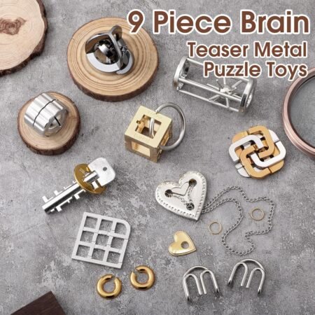 Wettarn 9 Pcs Metal Brain Teaser PuzzleKids